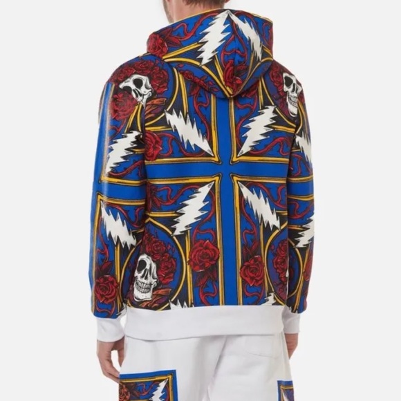 Chinatown Market x The Grateful Dead Border Bandana Hoodie, Skulls Men's Medium - Picture 3 of 16
